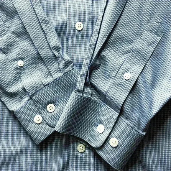 Eddie Bauer mens shirt XL Tall Wrinkle Resistant Relaxed Fit Blue Plaid - Picture 4 of 8